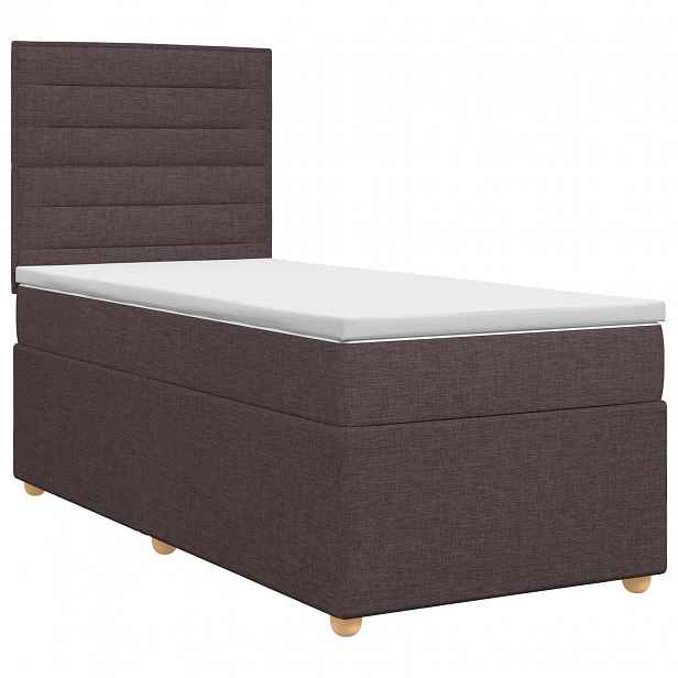 vidaXL Postel boxspring s matrací Tmavě hnědá 90 x 200 cm Textil