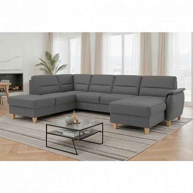 Sit & More SEDACÍ SOUPRAVA, textil, kůže, mokka