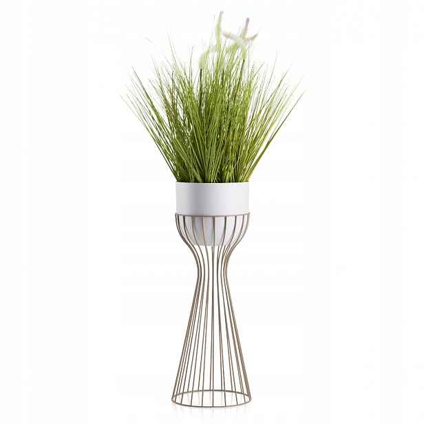 Držák Na Květináč Stojící s bílou krytkou stojan na květiny kovový 56 cm taupe