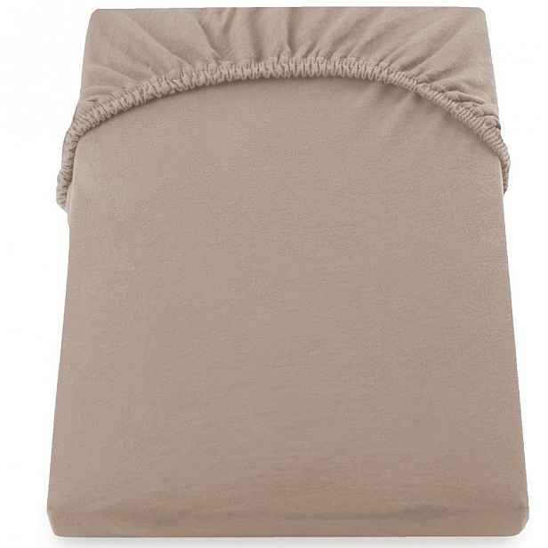 Hnědé prostěradlo DecoKing Amber Collection Cappuccino, 80-90 x 200 cm