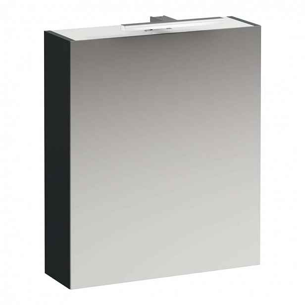Laufen Base - Zrcadlová skříňka s LED osvětlením, 70x60x19 cm, 1 dvířka, panty vlevo, šedá H4027511102661