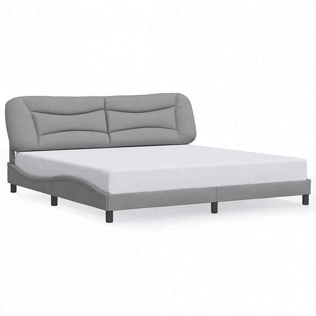 vidaXL Rám postele bez matrace Hvar světle šedý 200 x 200 cm textil