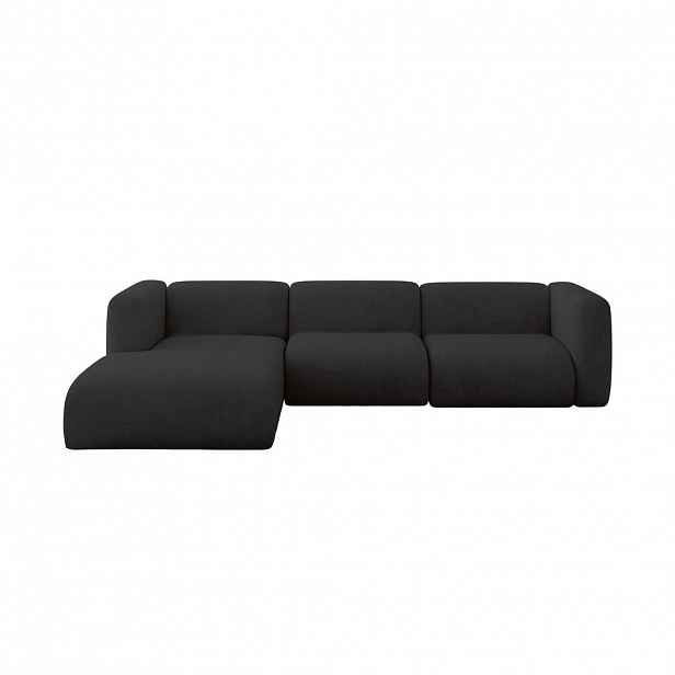 ALTDECOR ROHOVÁ SEDAČKA S LEVOU OTOMANOU MIRA-L2 318x179x89 Černá Velur