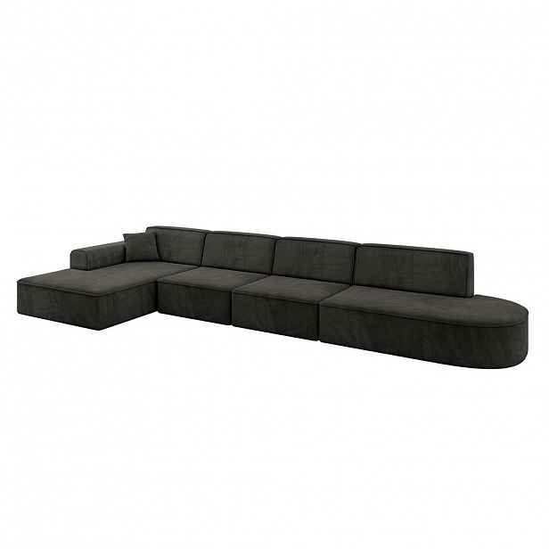 ALTDECOR ROHOVÁ sedačka s otomanem vlevo IREA-L3-v3 – 412 × 165 × 77 cm, černá