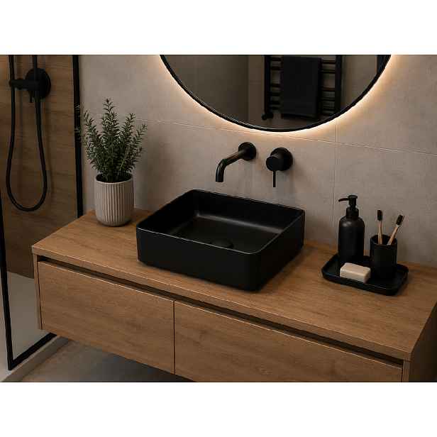 ArtCom Keramické umyvadlo UM-6276 SLIM 40 | černý mat 40 cm