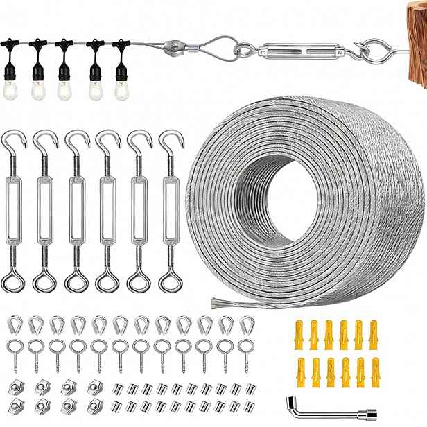 Sada Pro Montáž Ocelového Lana 2 MM Do Pvc 35 M, Napínací Svorky Pro Lezení