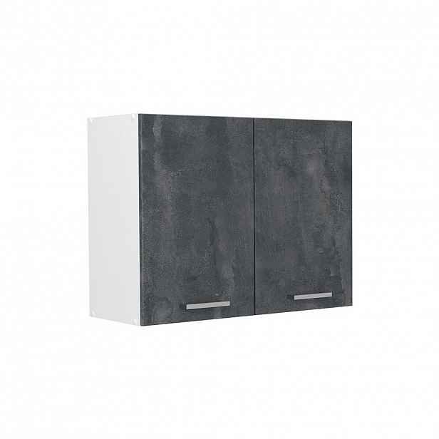 Vicco SKLENĚNÁ KUCHYŇSKÁ SKŘÍŇKA R-Line, Černý beton/Bílá, 80 cm