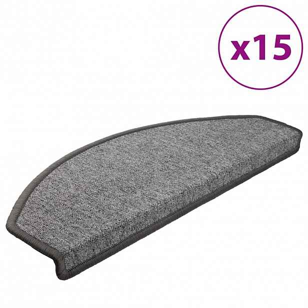 vidaXL Rohožky na schody 15 ks 65 x 24 x 4 cm Non-Slip Tmavě šedá