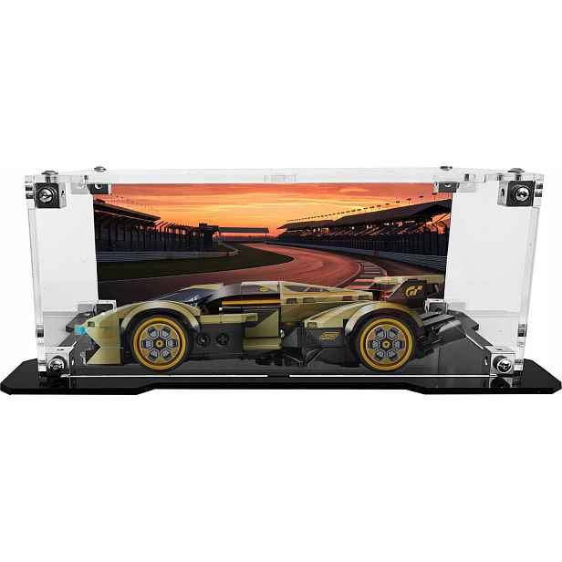 Vitrína s černou základnou a pozadím pro stavebnici Lego 76923 Lamborghini Vision