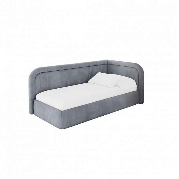 ALTDECOR JEDNOLŮŽKOVÁ POSTEL pro mládež s úložným prostorem a matrací H3/H4, vlevo - JOVY 80x200 šedá