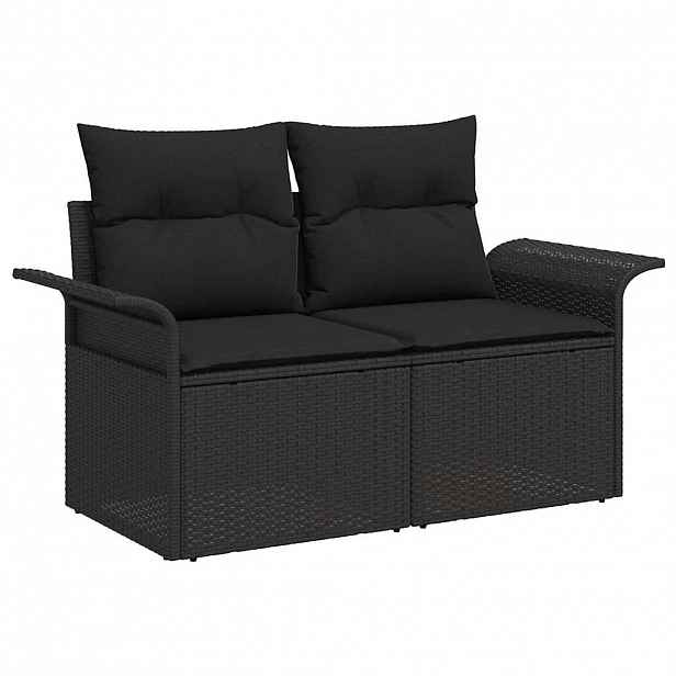 vidaXL Zahradní sofa s polštářem Černá 141 x 62 x 69 cm polyratan