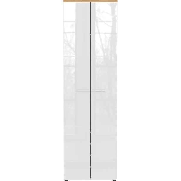 Bílá přírodní šatní skříň v dekoru dubu 60x198 cm Aledo – Germania