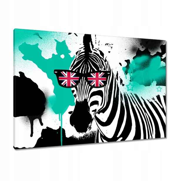 Obrazy 100x70 Mátová Zebra Punk Star