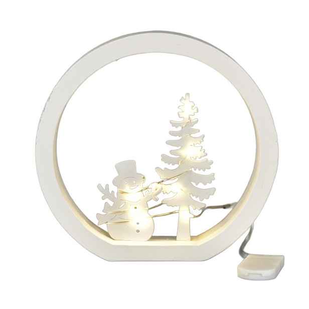 Vánoční LED dekorace Sněhulák, pr. 15 cm, teplá bílá