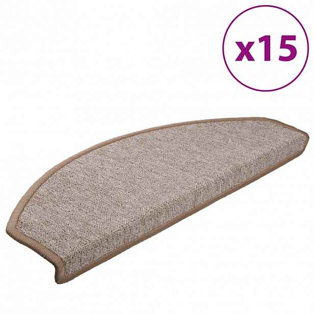 vidaXL Rohožky na schody 15 ks 65 x 24 x 4 cm Non-Slip Světle hnědá