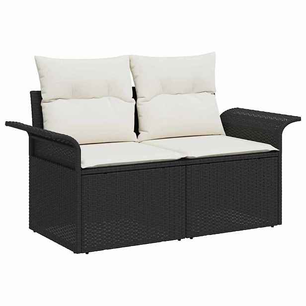 vidaXL Zahradní sofa s polštářem Černá 141 x 62 x 69 cm polyratan