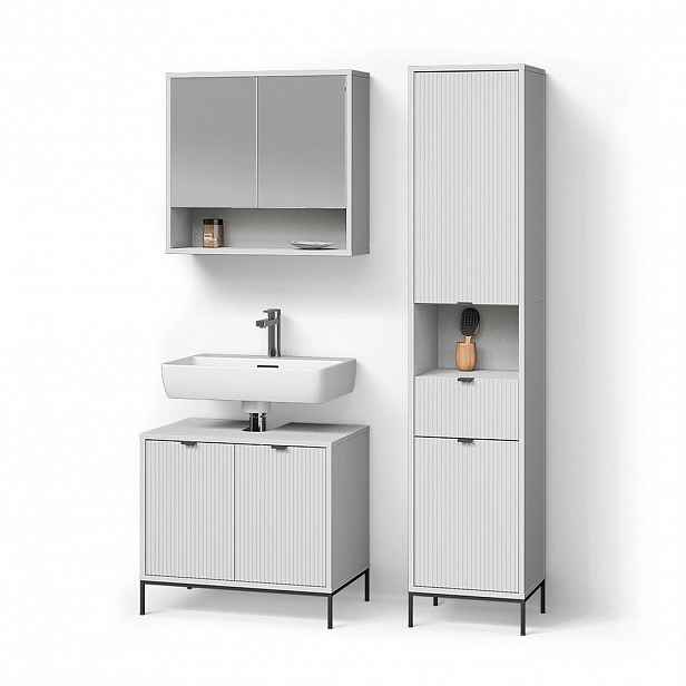 Livinity® KOUPELNOVÝ NÁBYTEK ATERNO, Bílá, 3dílná