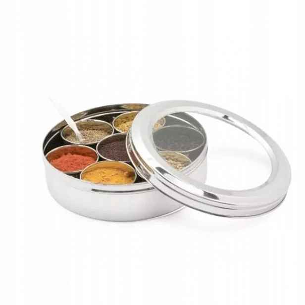 Organizér na koření stříbrný Masala Box Silver Sowbaghya