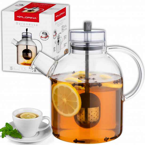 Sítko Na Čaj, Bylinky Skleněná 1,5L Florina Baronessa 1500ML