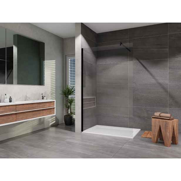 Sprchová zástěna Walk-IN 1200, černá, čiré sklo