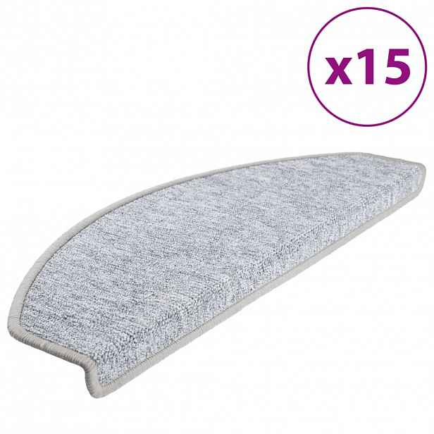 vidaXL Rohožky na schody 15 ks 65 x 24 x 4 cm Světle šedá