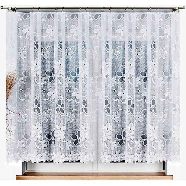 Záclona Renata 400x150 cm vzor 49885 jednoduchá s květinami (s lemováním)