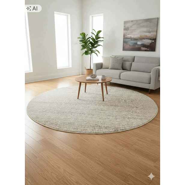 Koberec kulatý do obývacího pokoje 160 cm, vícebarevný, měkké štětiny, plyšový