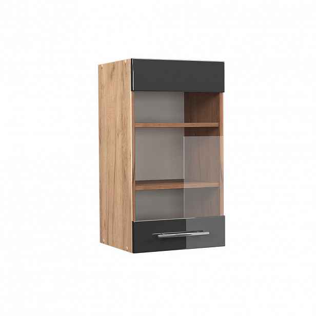 Vicco SKLENĚNÁ KUCHYŇSKÁ SKŘÍŇKA Fame-Line Antracitový vysoký lesk 40 cm