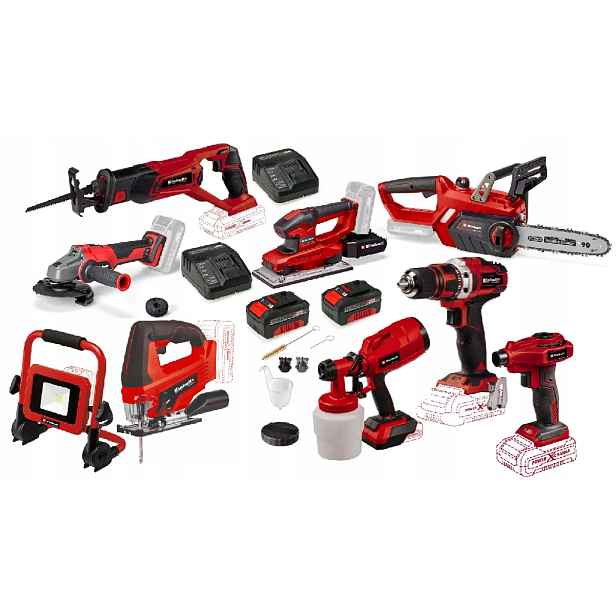 Einhell Sada Elektrického Nářadí Pxc 18V Bruska 2X4AH Šroubovák Lampa