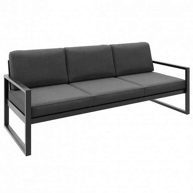 Beautysofa RELAXAČNÍ pohovka Stella 3místná s kovovým rámem, 216 cm, tmavě šedá