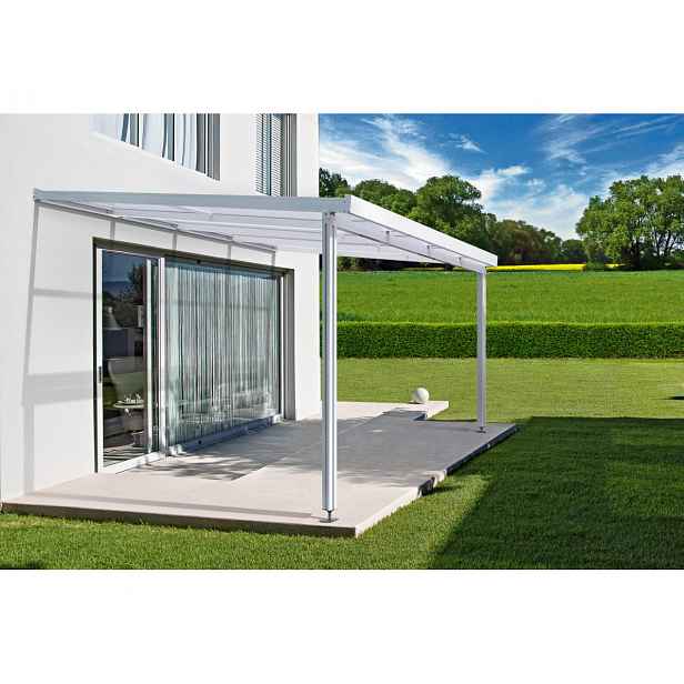 Hliníková pergola Terrassendach Premium 3,09 x 3,06 m - čirý akryl / bílá GU4295009X