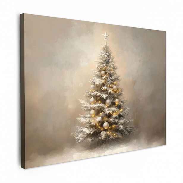 MuchoWow OBRAZ NA PLÁTNĚ Vánoce - Vánoční stromek - Sníh - Umění 80x60 cm