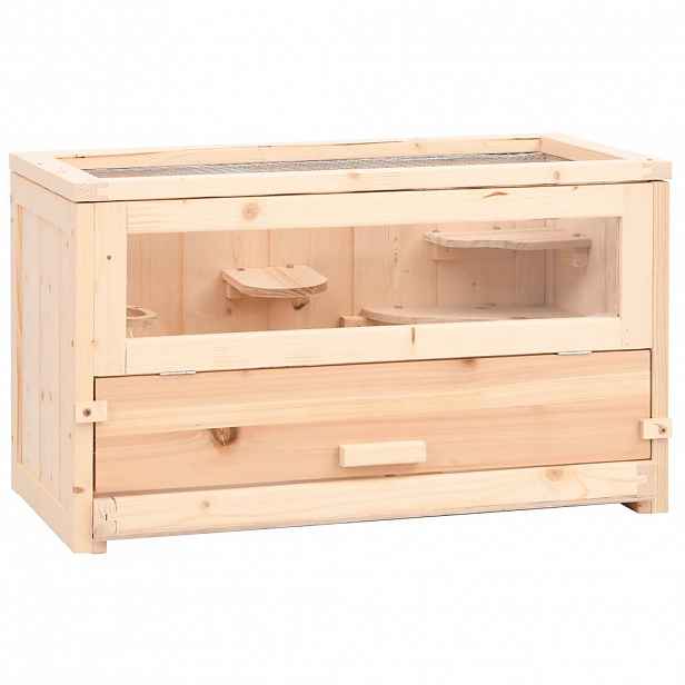 vidaXL Klec pro křečky 60 x 30 x 35 cm masivní jedlové dřevo