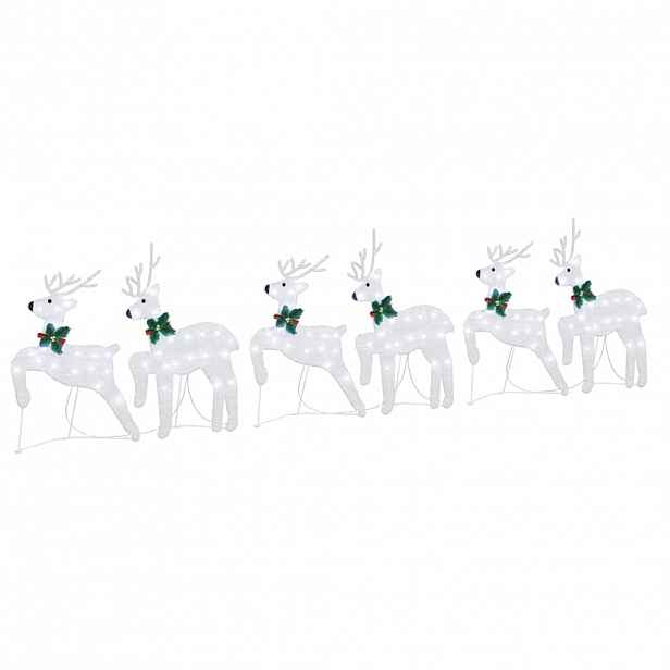 vidaXL LED Sobové 6 ks Stříbrná 45 x 19 x 65 cm textil