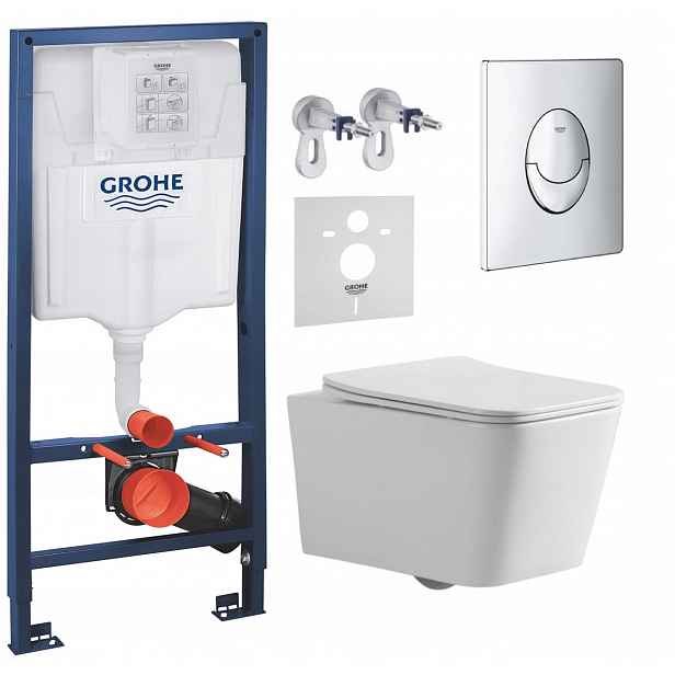 Podomítkový Wc set Grohe s mísou Imprese a tlačítkem Chrom Fresh