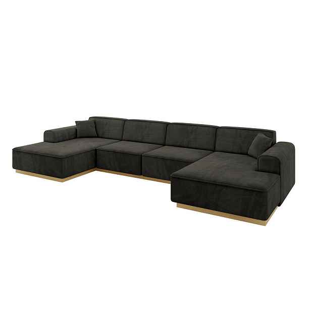 ALTDECOR SEDACÍ SOUPRAVA ve tvaru U IREA-U2-v2 386x165x80 Černá Velur