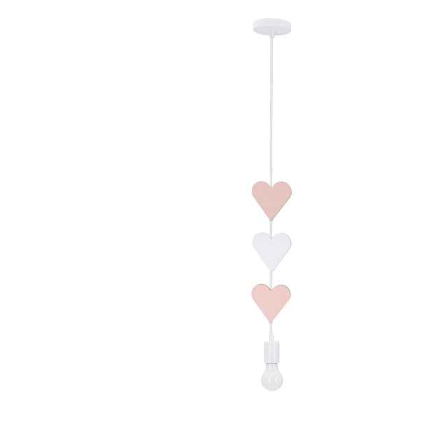 Bílý/růžový dětský lustr s kovovým stínidlem Hearts – Candellux Lighting