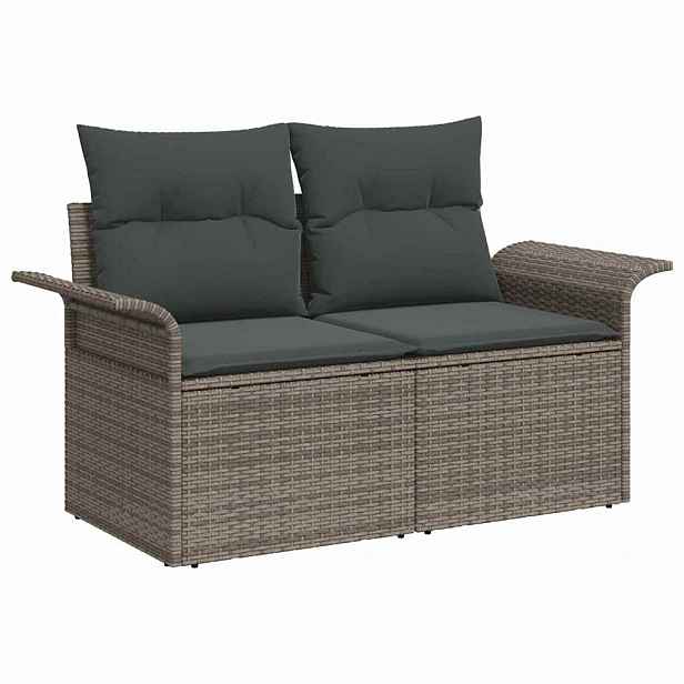 vidaXL Zahradní sofa s polštářem Šedá 141 x 62 x 69 cm polyratan