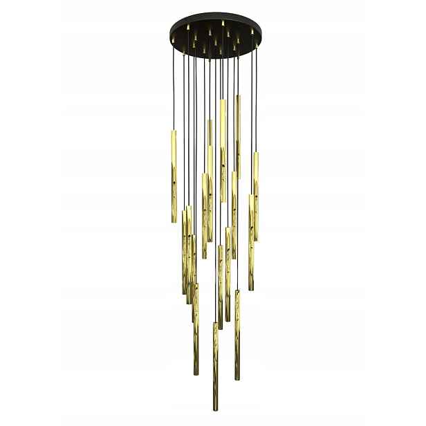 Závěsná kaskádová lampa glamour černá zlatá rampouchy do obývacího pokoje 17 bodů Emibig