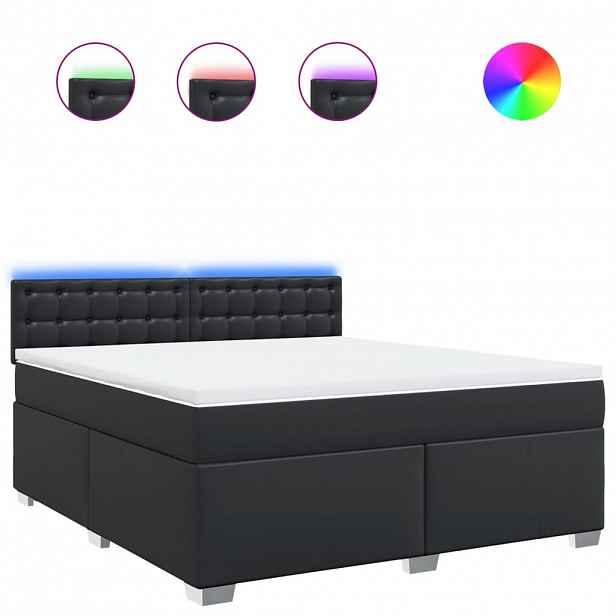 vidaXL Box spring postel s matrací černá 180x200 cm umělá kůže
