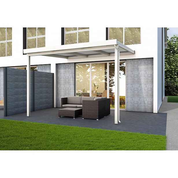 Hliníková pergola Terrassendach Premium 3,09 x 3,06 m - čirý polykarbonát / bílá GU4295003X