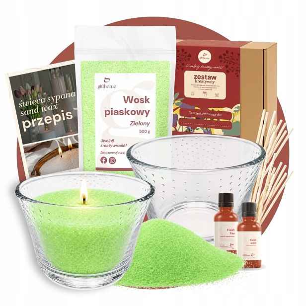 Sada pro výrobu sypaných svíček Sand Wax 2x500 ml Zelená Diy