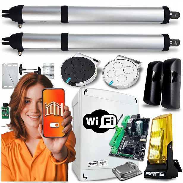 Set Pohon pro Dvoukřídlovou Bránu 8 m Lampa Ovladače Wifi Automat 400 Kg