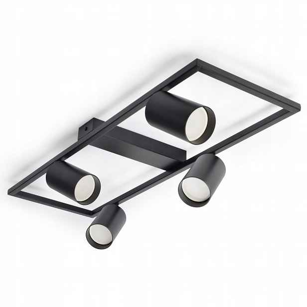 Stropní Svítidlo na omítku 4xGU10 Led Spot Černá Pohyblivý reflektor Rámeček