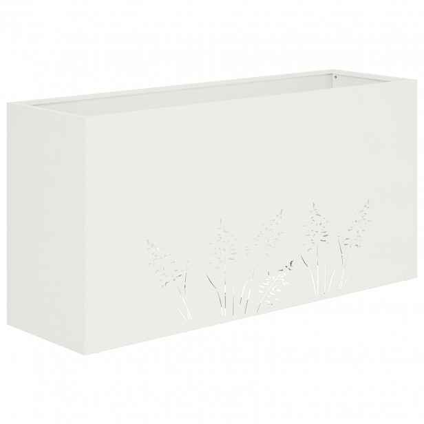 vidaXL Zahradní pěstebník Bílá 100 x 30 x 49 cm Studená válcovaná ocel
