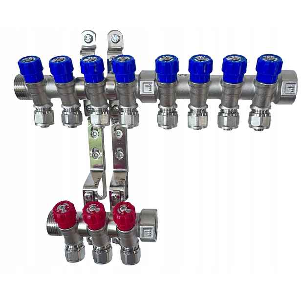 X-home Rozdělovač Pex 1" x 16 mm 8 Okruhů Studené Vody 3 Teplé Okruhy