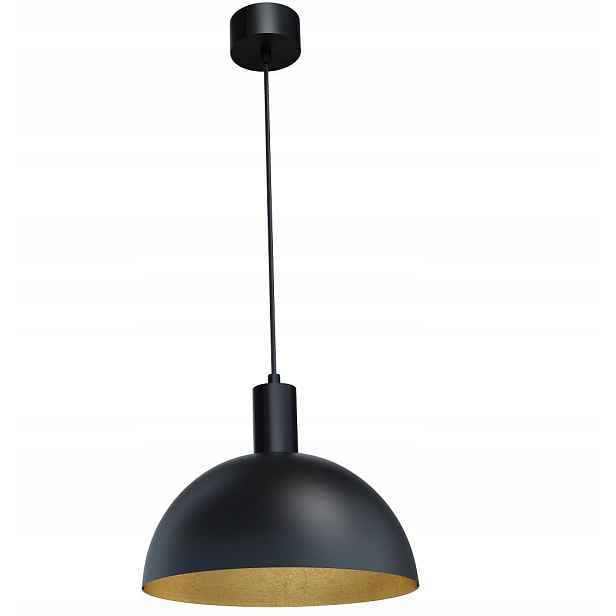 Závěsná lampa černá zlatá kovová kopule 30 cm nad ostrovní stůl Maxlight