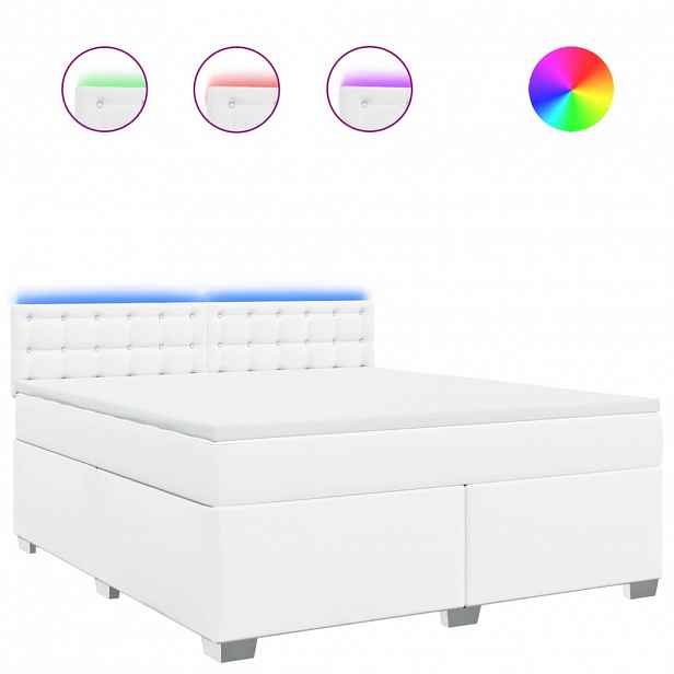 vidaXL Box spring postel s matrací bílá 180x200 cm umělá kůže