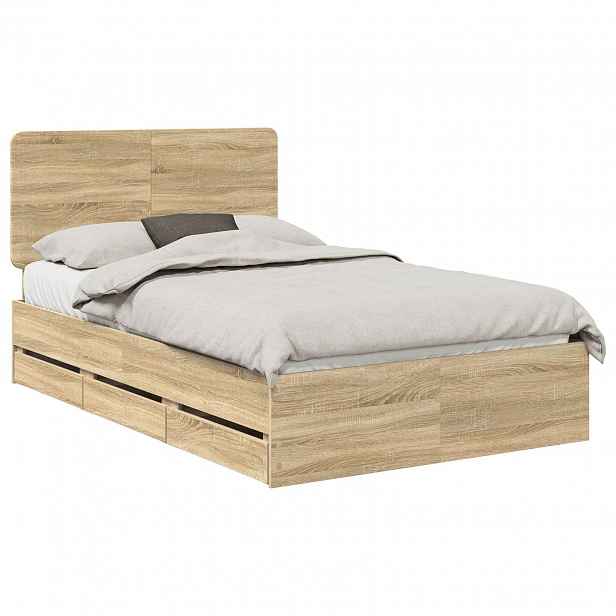 vidaXL Rám postele s čelo Sonoma dub 120 x 190 cm Inženýrské dřevo