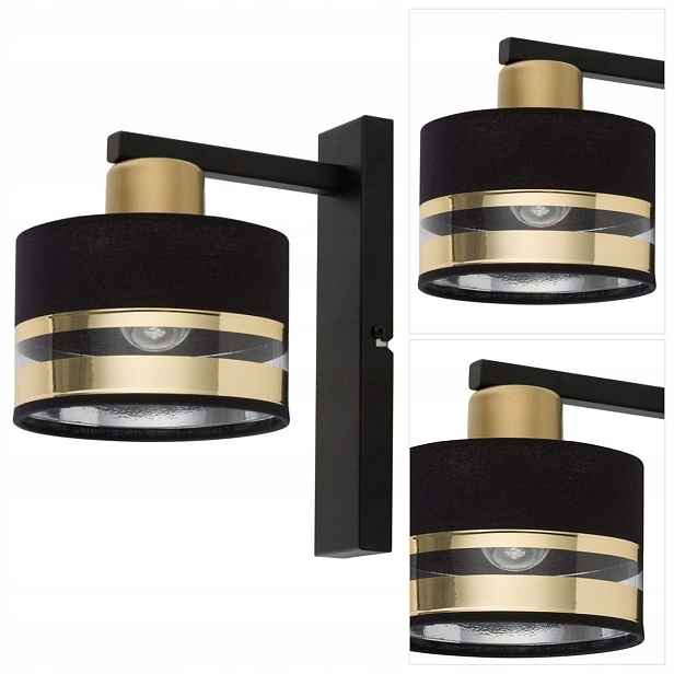 Černé nástěnné svítidlo Pro s moderním zlatým leskem nad zrcadlem Sigma Lighting
